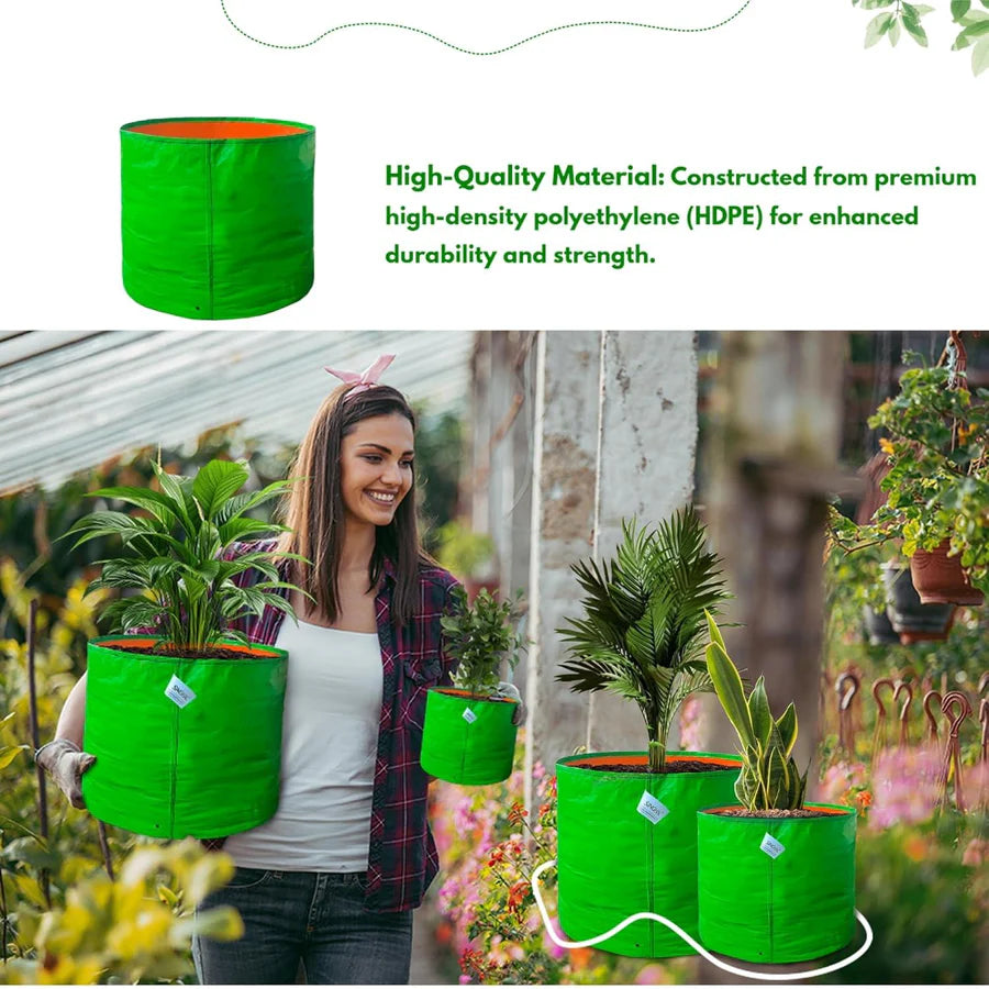 Premium 260 GSM HDPE Grow Bags - 15x15 Inch, Pack of 10 for Terrace and Vegetable Gardening, Perfect for All Your Planting Needs