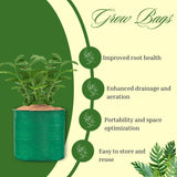 15 x 12 Inches HDPE UV Protected Round Green Grow Bags for Plants Best Suitable for Terrace and Vegetable Gardening (50 Units)