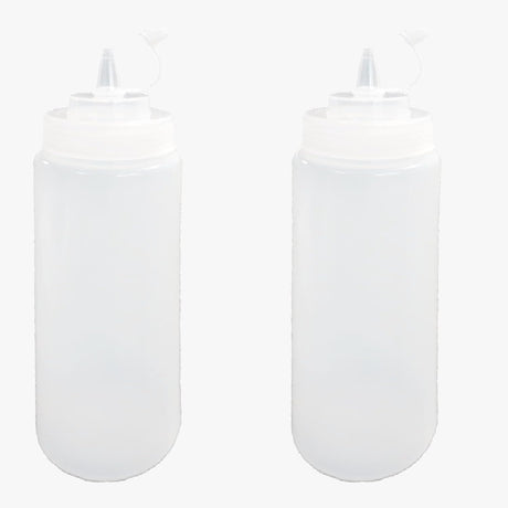 Set of 2 Plastic Squeeze Bottle with Caps Ketchup Mustard Sauce Dispenser Bottle, 150 ML