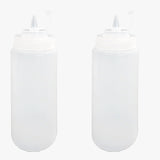 Set of 2 Plastic Squeeze Bottle with Caps Ketchup Mustard Sauce Dispenser Bottle, 150 ML