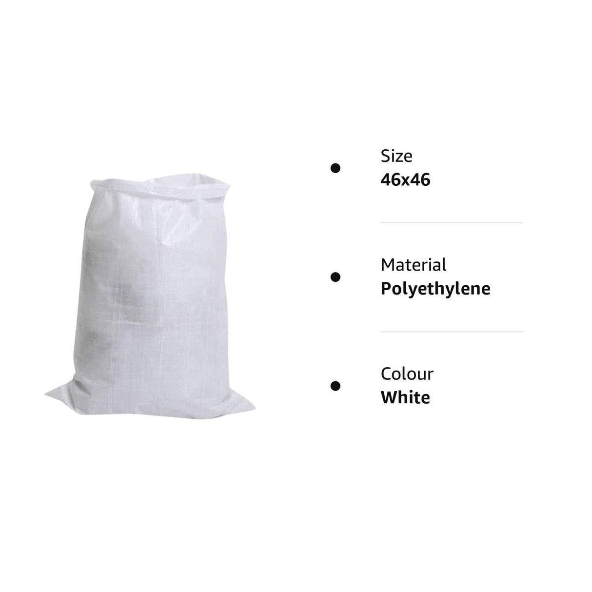 Empty HDPE White Bag, Bora, Bori for Packing of Food, Vegetables, Grains, Wheat, Rice, Sugar etc Products (46x46 Inch, Pack of 5)