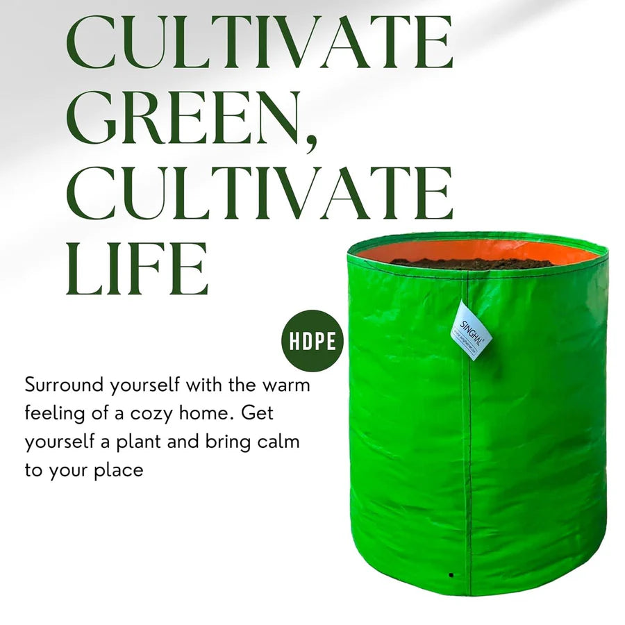 Premium 260 GSM Green HDPE UV-Protected Round Grow Bags for Durable Terrace and Vegetable Gardening - Reliable for All Plants!