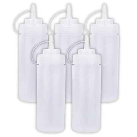 Ketchup Dispenser Bottle, 360 ML White – Pack of 5 Plastic Squeeze Bottles with Caps for Mustard and Sauces, Perfect for Home, Dining, and Cafes