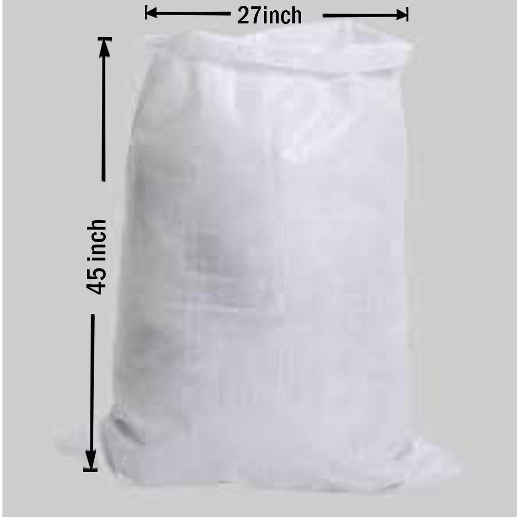 EMPTY HDPE WHITE BAG, BORA, BORI for PACKING of FOOD,VEGATABLE,GRAINS,WHEAT, RICE, SUGAR etc PRODUCTS, set of 15 pieces, 45X27 INCH