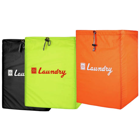 Singhal Foldable Laundry Bag (Basket) with Drawstring Closure for Travel and Washing Machine Green, Orange and Black Color Combo Pack of 3 Size 13x20 Inch