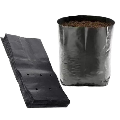 SINGHAL HDPE Garden UV Resistant Black Polyethylene Poly (PP) Grow Bag | Plant Grow Bags for Home Garden, Nursery, Terrace Gardening | 9x10 inches Combo Pack of 10