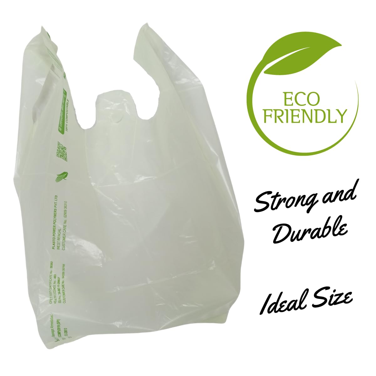 SINGHAL 100% Compostable/Biodegradable Shopping Bag Carry Bags holding weight upto 3 kg PACK OF 100 Bags (16x20 Inch)