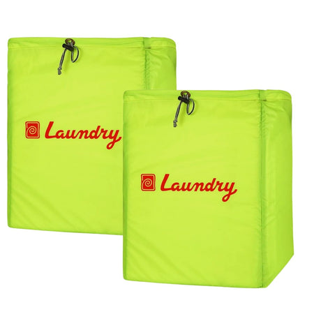 Singhal Foldable Laundry Bag (Basket) with Drawstring Closure for Travel and Washing Machine Green Color Size 13x20 Inch Pack of 2