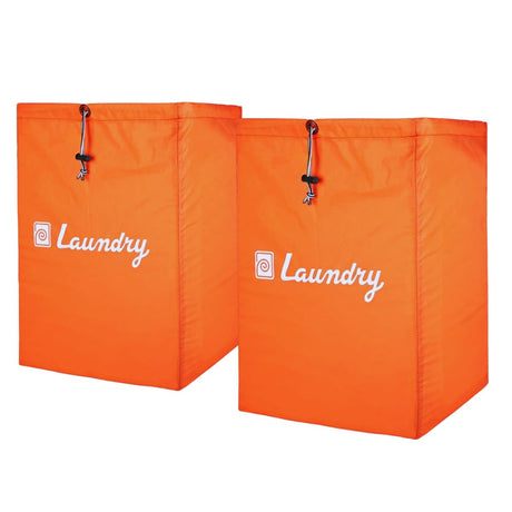 Singhal Foldable Laundry Bag (Basket) with Drawstring Closure for Travel and Washing Machine Orange Color Size 13x20 Inch Pack of 2