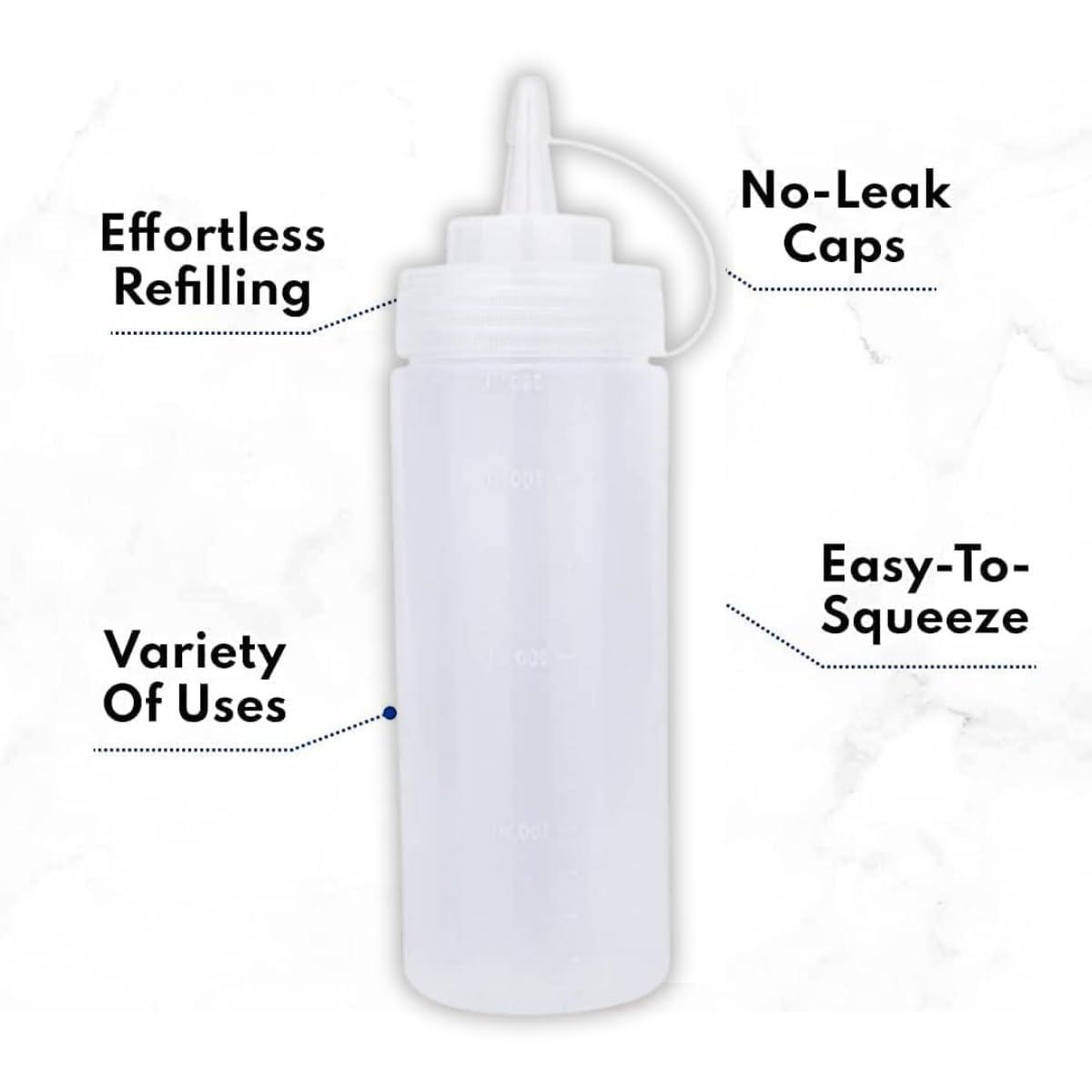 200 ML Ketchup Dispenser Bottles with Caps – White Plastic Squeeze Bottles for Mustard, Sauces, Home, and Cafes – Pack of 5