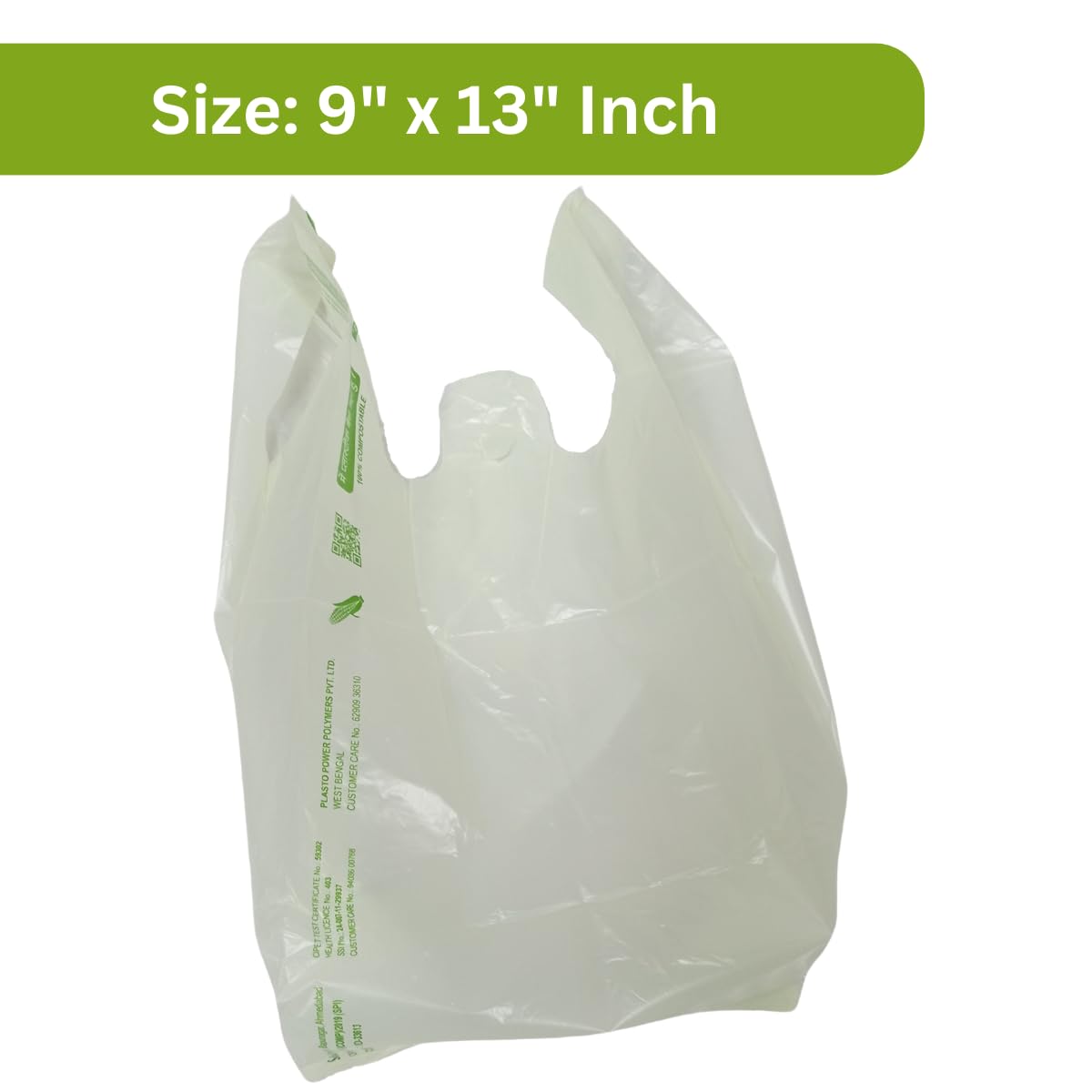 SINGHAL Biodegradable Carry Bags | Certified Compostable Carry Bag | Eco Friendly Shopping Bags for Home, Grocery Store Bag - Pack of 200 Bags 9x13 Inches