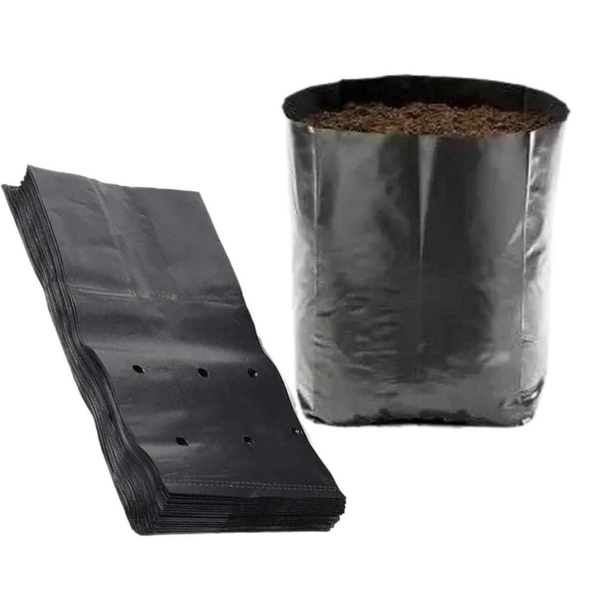 SINGHAL HDPE UV-Resistant Black Poly Grow Bags | 8x9, 25-Pack for Garden & Nursery