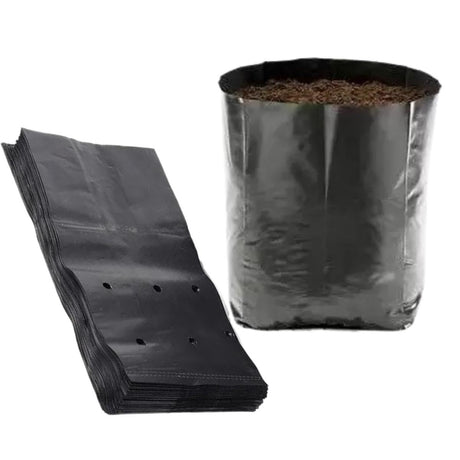 SINGHAL HDPE Garden UV Resistant Black Polyethylene Poly (PP) Grow Bag | Plant Grow Bags for Home Garden, Nursery | 8x9 Combo Pack of 25 Grow Bags