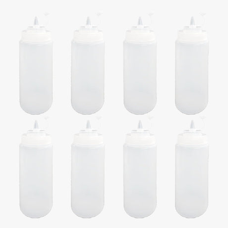 Set of 8 Plastic Squeeze Bottle with Caps Ketchup Mustard Sauce Dispenser Bottle, 150 ML