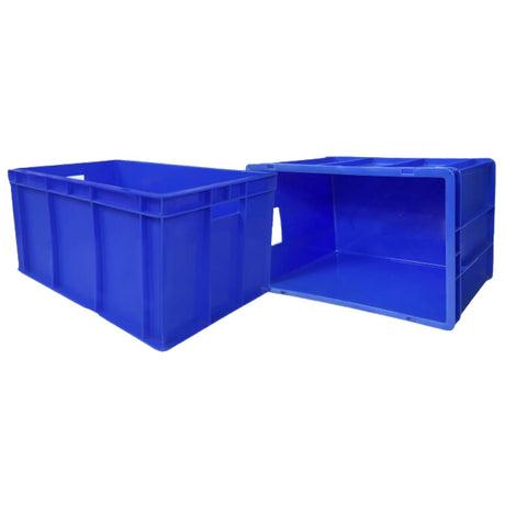 SINGHAL Multipurpose Storage Crates 500 x 325 x 250 MM | Heavy Duty Big Blue Portable Plastic Crate | Shelf Basket, Storage Bin for Vegetable, Fruit, Milk (Pack of 2)