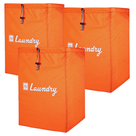 Singhal Foldable Laundry Bag (Basket) with Drawstring Closure for Travel and Washing Machine Orange Color Size 13x20 Inch Combo Pack of 3