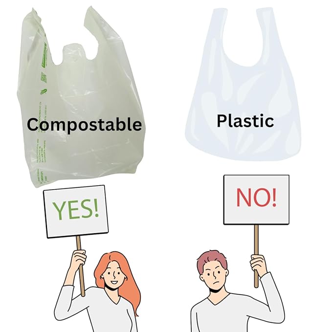 SINGHAL Biodegradable Carry Bags | Certified Compostable Carry Bag | 100 % Eco Friendly Shopping Bags for Home, Grocery Store