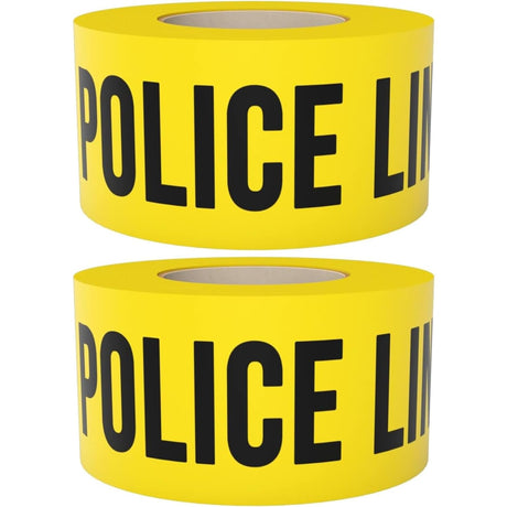 SINGHAL Police Line Do Not Cross Barricade Tape Roll - 3 Inch x 300 Meter - High Visibility Bright Yellow Tape with Bold Black Print - 3 inch Wide for Maximum Readability - Waterproof Pack of 2