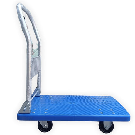 Singhal Heavy Weight Single Platform Trolley, 150 kg Capacity Blue Folding Trolley Pack of 1