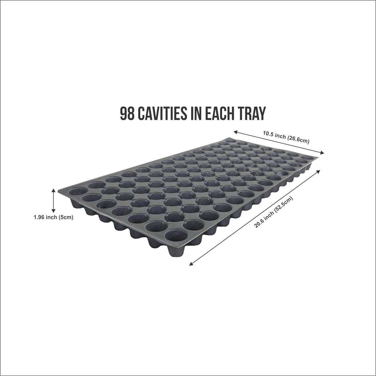 SINGHAL Seedling Tray - Pack of 12 (Black, 98 Holes) Germination Trays for Seedling, Nursery Trays for Plants, Reusable Plastic Trays for Garden Plantation, 98 Cavities Tray for Seeding