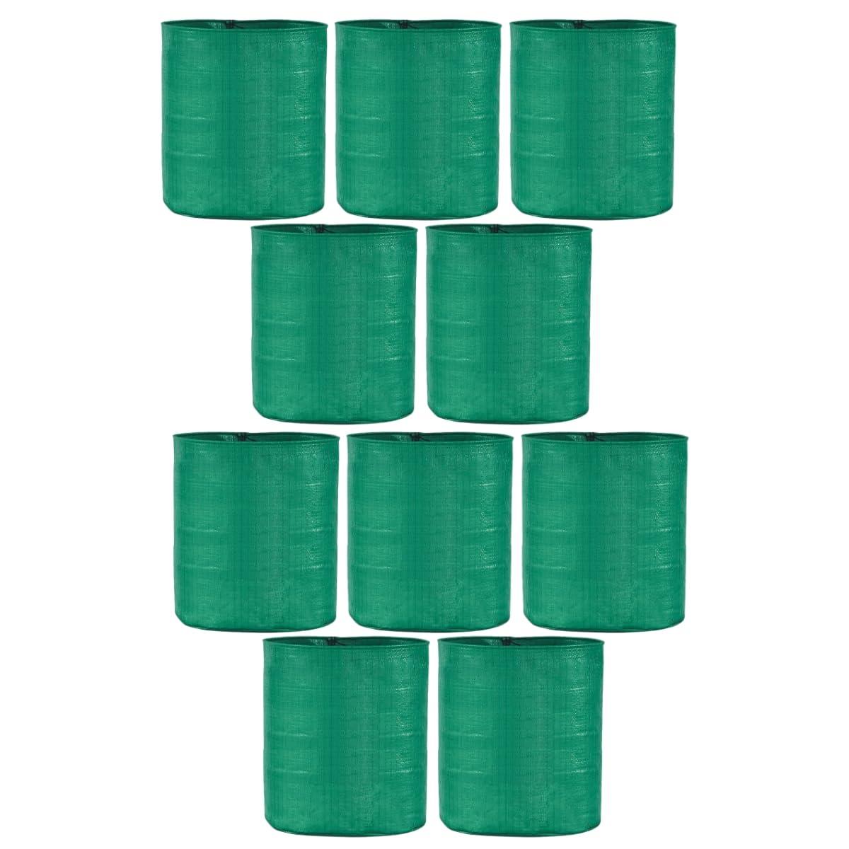 Pack of 10 SINGHAL HDPE UV-Protected 15x12 Inch Green Round Grow Bags – Ideal for Terrace & Vegetable Gardening