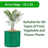 SINGHAL HDPE UV Protected Round Plants Grow Bags 15x15 Inches Pack of 10 Green Colour Suitable for Terrace and Vegetable Gardening