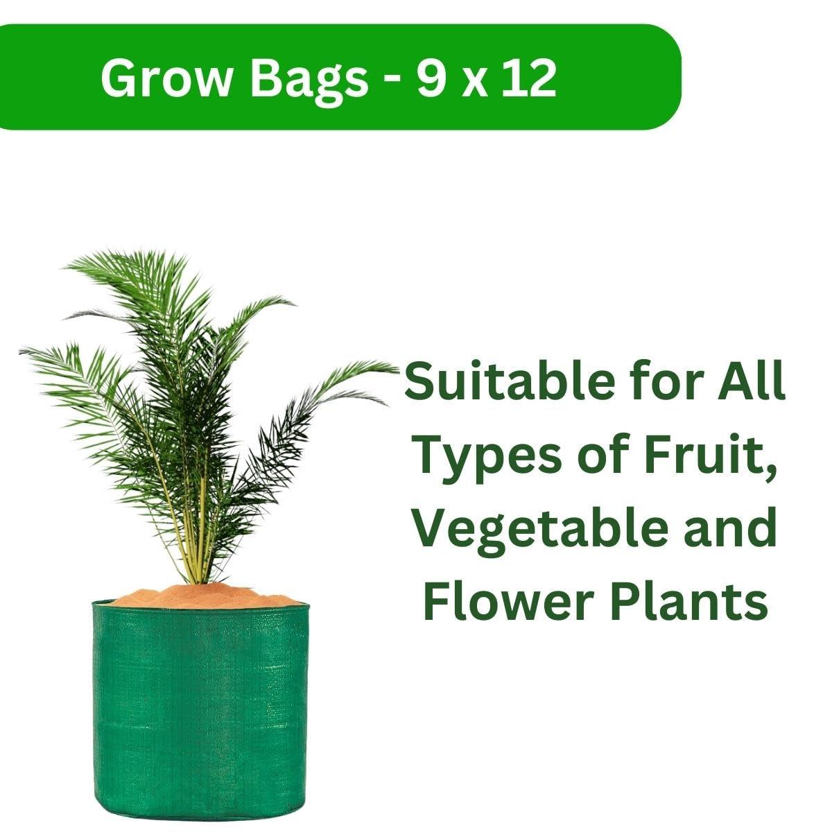 Pack of 10 SINGHAL HDPE UV-Protected Green Round Grow Bags (9x12 inches) – Ideal for Terrace and Veggie Gardens