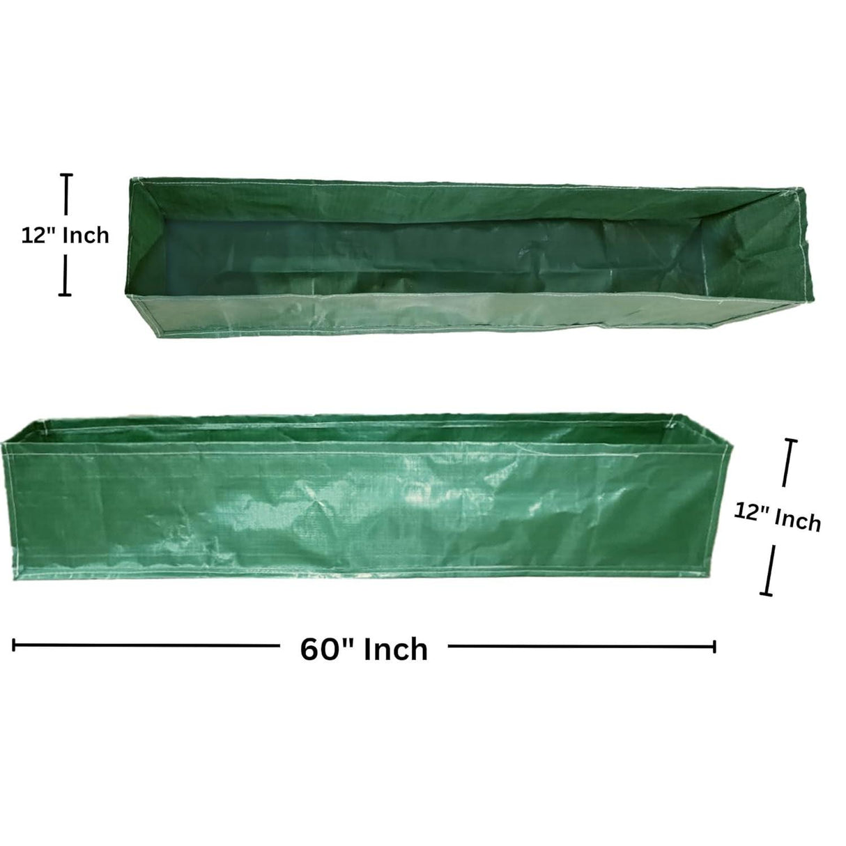 SINGHAL HDPE UV Protected Rectangular Grow Bags 60x12x12 Inches Pack of 2, Ideal for Terrace and Vegetable Gardening (Green)