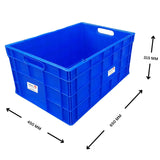 SINGHAL Heavy-Duty Big Blue Portable Plastic Crate 650x450x315mm | Storage Bin for Vegetables, Fruits, Milk | Shelf Basket for Large Items