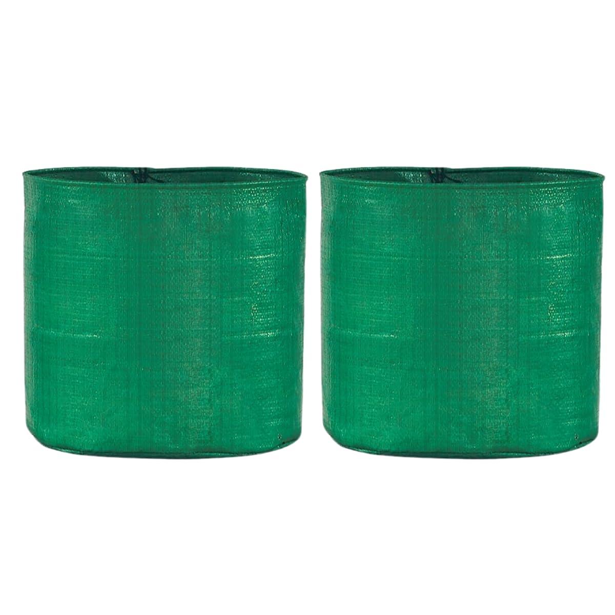 SINGHAL HDPE UV Protected Round Plants Grow Bags 15x12 Inches Pack of 2 Green Colour Suitable for Terrace and Vegetable Gardening