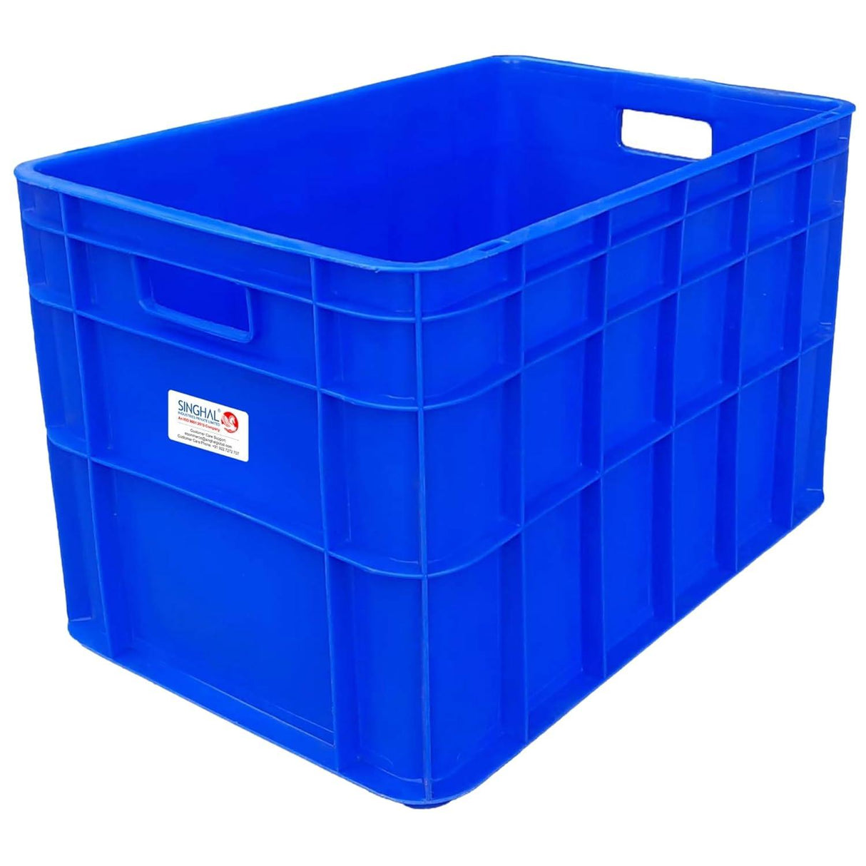 SINGHAL Heavy-Duty Blue Plastic Crate (2-Pack) – Versatile Round-Cornered Storage Bins for Fruits, Vegetables, Milk | 540 x 360 x 350 mm