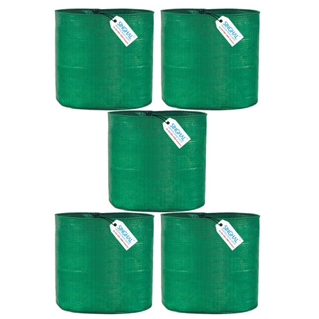SINGHAL 12x18 Inch Pack of 5 HDPE Plants Grow Bags UV Protected Round Green Color for Terrace and Vegetable Gardening