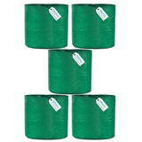 Pack of 5 Green 9x12" HDPE UV-Resistant Round Plant Grow Bags by Singhal – Ideal for Terrace & Vegetable Gardening