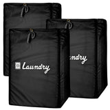 Foldable Laundry Bags with Drawstring Closure, 13x20 Inch, Black, Perfect for Travel & Washing Machine – Set of 3 Bags