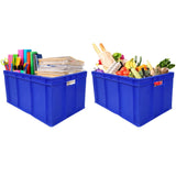 SINGHAL Heavy-Duty Blue Storage Crates (500x325x250mm) – Durable Plastic Bins for Vegetables, Fruits, Milk, and More (Pack of 2)