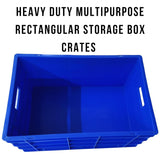 SINGHAL Heavy-Duty Big Blue Portable Plastic Crate 60x40x27 CM | Storage Crates | Shelf Basket for Large Items | Vegetable, Fruit, Milk | Pack of 2