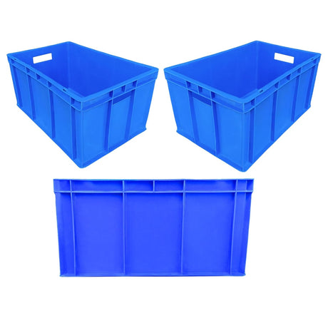 SINGHAL Multipurpose Heavy Duty Big Blue Portable Plastic Crate Pack of 3 | Crates for storage | Shelf Basket for Large Storage Bin | Vegetable, Fruit, Fish, Milk