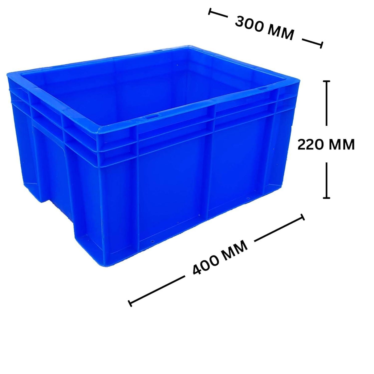 SINGHAL Heavy-Duty Blue Plastic Crates (40x30x22 cm) - Pack of 6 | Versatile Storage Baskets for Vegetables, Fruits, Milk, and More