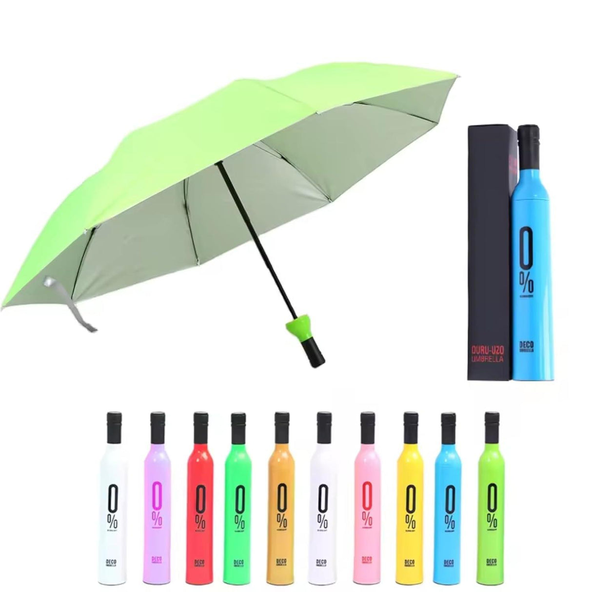 Windproof Double Layer Umbrella with Bottle Cover – UV Protection and Rain Shield | Outdoor Car Umbrella for Women, Men, and Kids (Multi-Color)