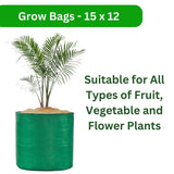 SINGHAL 15x12 Inch HDPE UV Protected Round Plants Grow Bags Green for Terrace and Vegetable Gardening