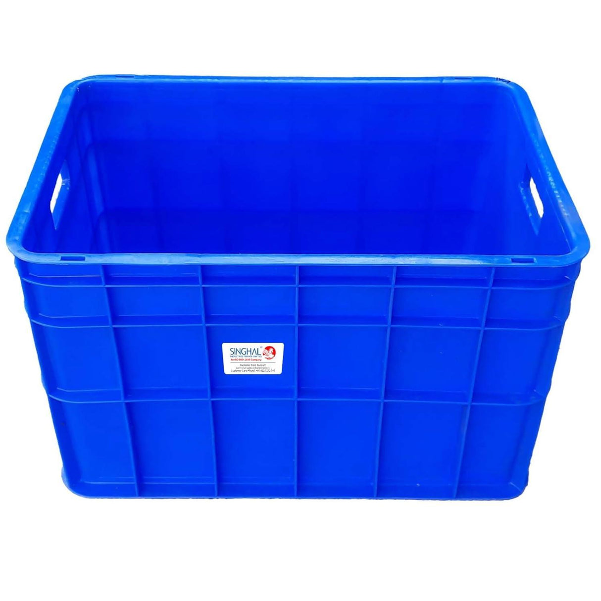 SINGHAL Heavy Duty Big Blue Portable Plastic Crate 540x360x350mm | Storage Crates | Shelf Basket for Large Storage | Veggies, Fruit, Milk