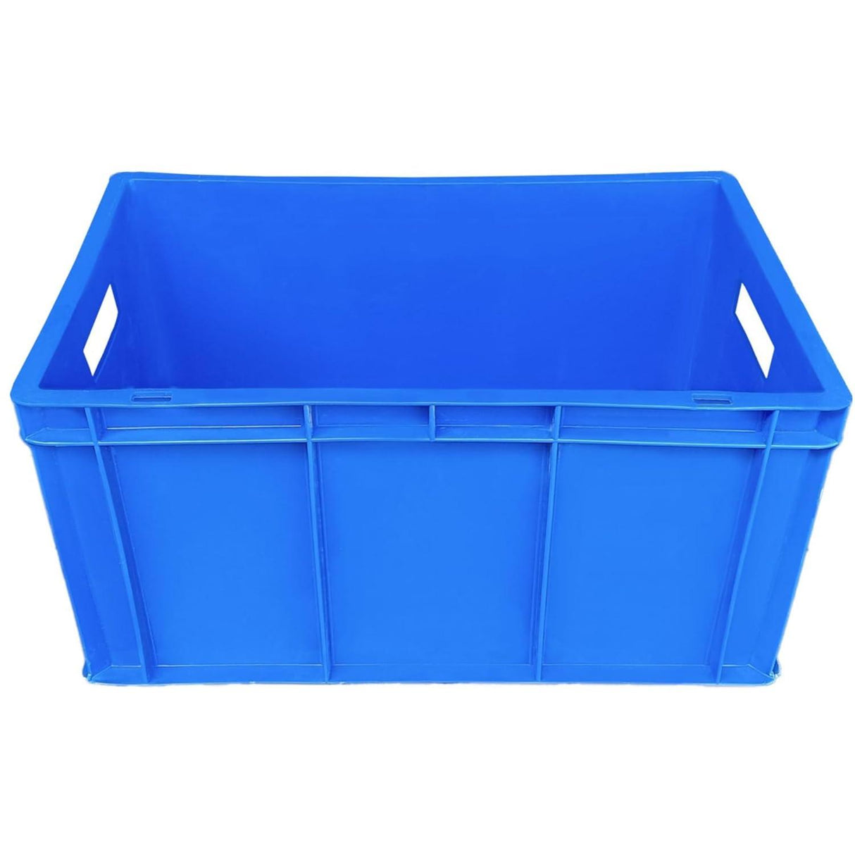 SINGHAL Heavy-Duty Large Blue Plastic Crate Set of 3 | Versatile Storage Bins | Ideal for Fruits, Vegetables, Fish, Milk, and More