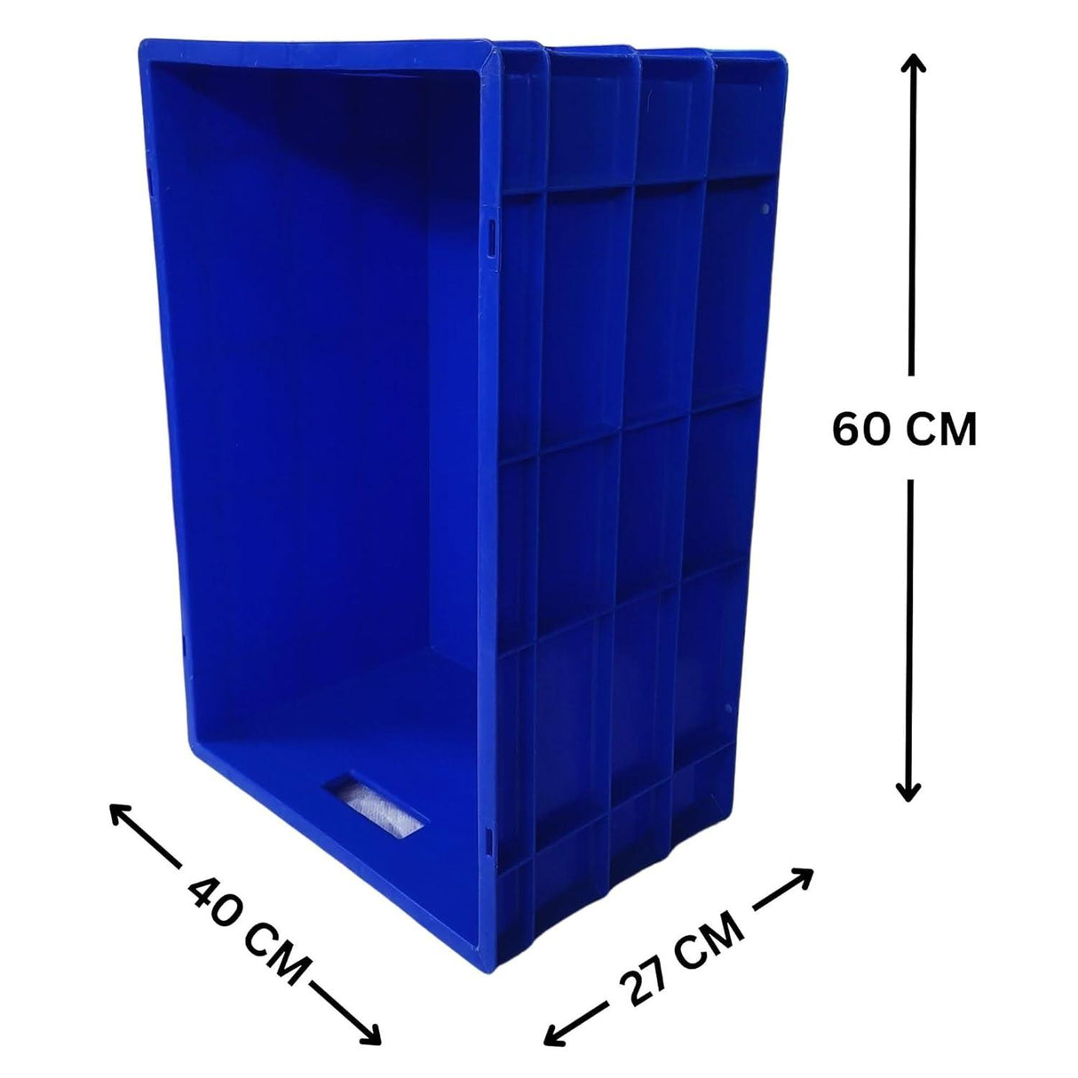 SINGHAL Heavy-Duty Big Blue Portable Plastic Crate 60x40x27 CM | Storage Crates | Shelf Basket for Large Items | Vegetable, Fruit, Milk | Pack of 2