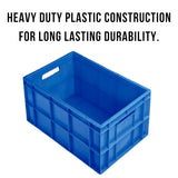 SINGHAL Blue Plastic Storage Box Crates (600x400x285mm), 54.50L Capacity - Heavy Duty Multipurpose Rectangular Container