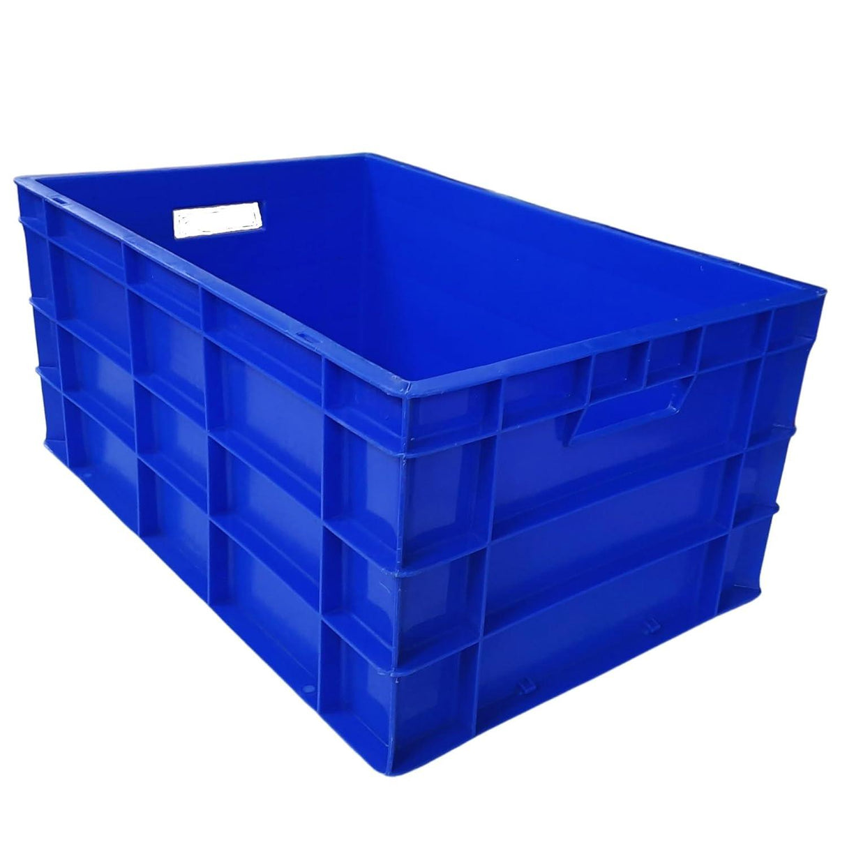 SINGHAL Heavy Duty Blue Portable Plastic Crate 60x40x27 CM | Storage Bin for Vegetables, Fruits, Milk | Large Shelf Basket for Multipurpose Use