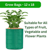 SINGHAL HDPE UV-Protected Round Grow Bags, 12x18 Inches, Green, Pack of 10 – Ideal for Terrace & Vegetable Gardening