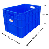 SINGHAL Heavy-Duty Blue Plastic Crate (2-Pack) – Versatile Round-Cornered Storage Bins for Fruits, Vegetables, Milk | 540 x 360 x 350 mm