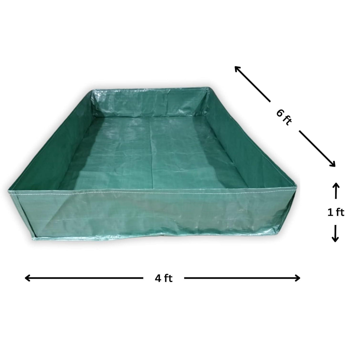 SINGHAL HDPE UV Protected Green Color Rectangular Plants Grow Bags, 6x4x1 Ft - Ideal for Vegetable Terrace Gardening (6 x 4 x 1 Feet)