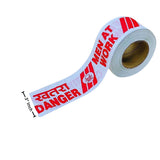 SINGHAL Caution Tape Roll 150 Meter 3” Inch Red and White, Barricade Tape Non-Adhesive Warning Tape Waterproof Polyethylene Material 150 mtr (150mtr Pack of 1)