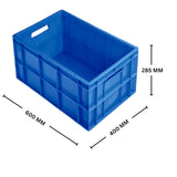 SINGHAL Blue Plastic Storage Box Crates (600x400x285mm), 54.50L Capacity - Heavy Duty Multipurpose Rectangular Container